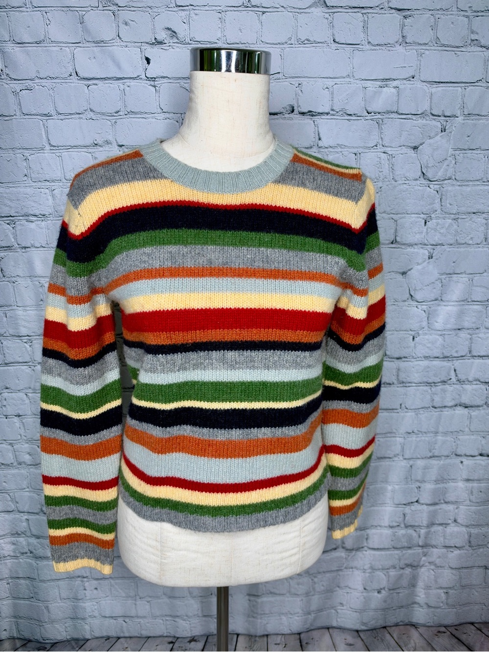 Vintage Abercrombie Fitch Sweater L 100% Wool Multicolor Stripe 90s